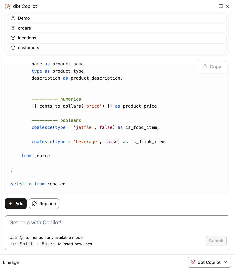 Add and replace buttons.